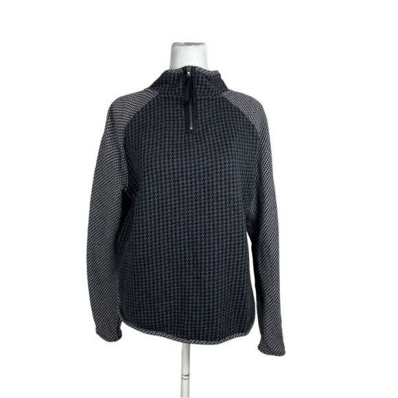 LOU & GREY Women’s Quarter Zipper Jacket Black and Grey Houndstooth Size Small - Picture 2 of 8